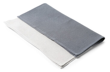 Two clean waffle towels isolated on white