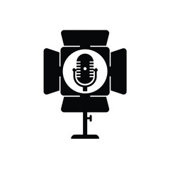 Studio microphone spotlight recording podcast broadcast
