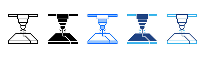 Laser Cutting Icon Set With Multiple Style Collection 