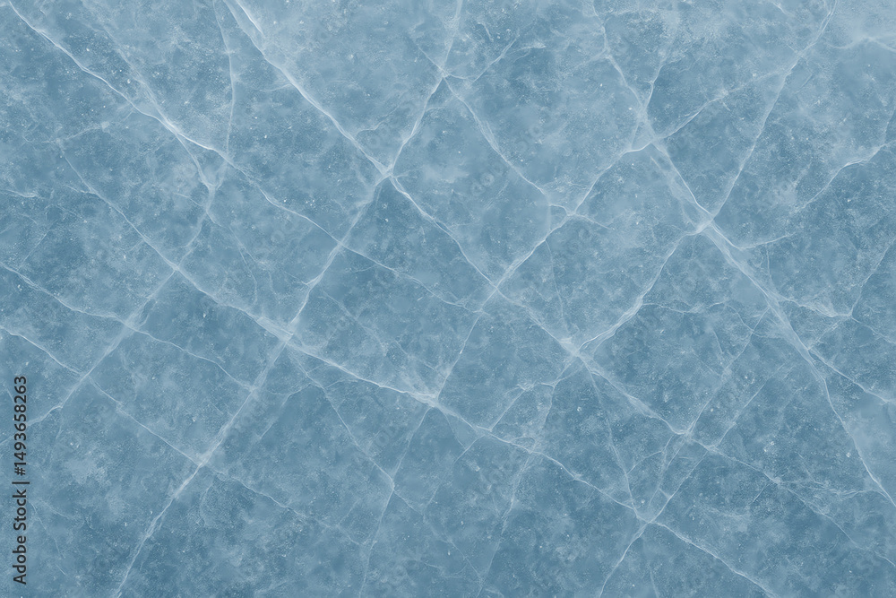 Poster a close-up view of a frozen surface showcasing intricate cracks and patterns, reflecting light beaut