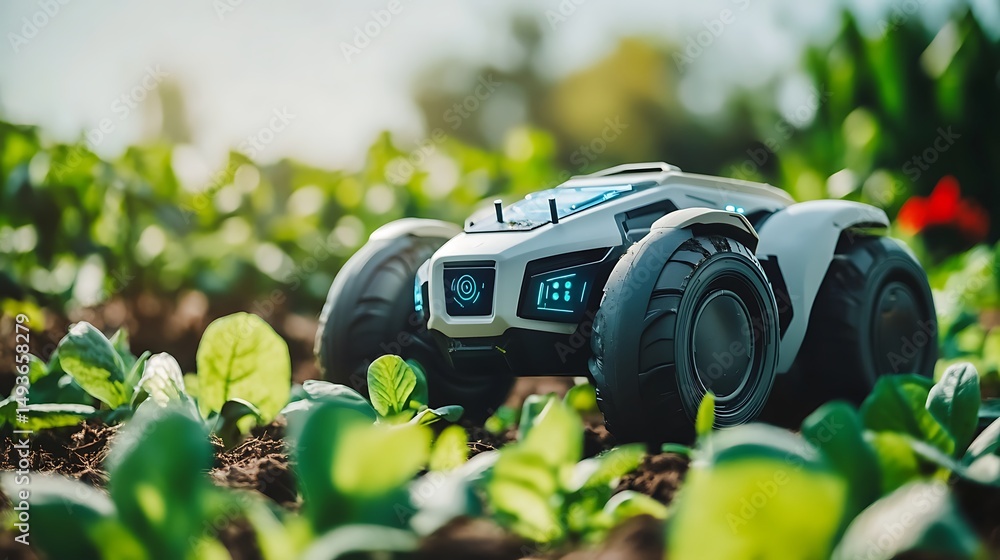 Poster a futuristic smart agriculture system using ai and robotics for precision planting and harvesting