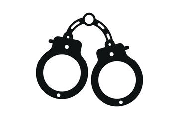 Handcuffs vector illustration showing metal cuffs and chain isolated on white background