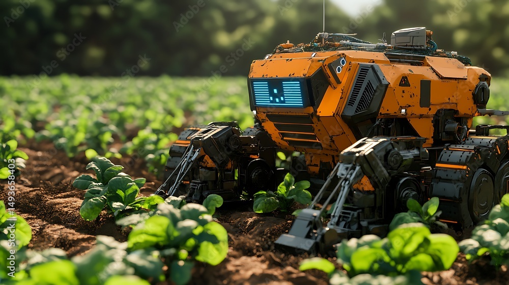 Poster a futuristic smart agriculture system using ai and robotics for precision planting and harvesting