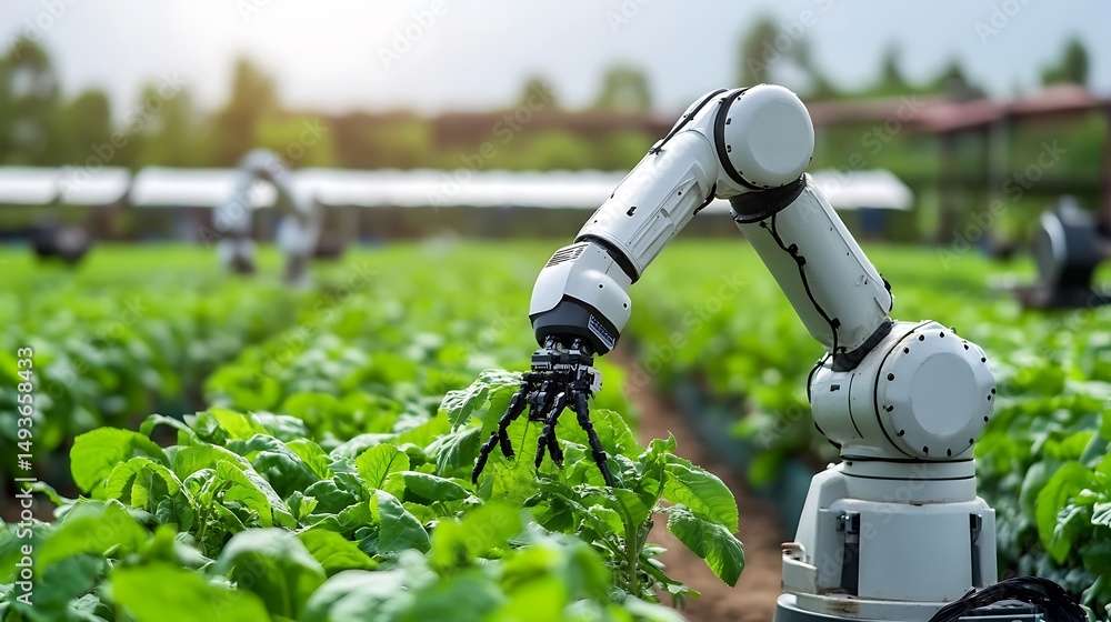 Poster a futuristic smart agriculture system using ai and robotics for precision planting and harvesting