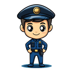 Adorable Cartoon Police Officer with Big Eyes and Friendly Smile (3)