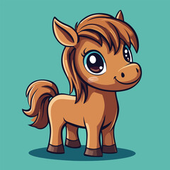Adorable Cartoon Pony with Expressive Eyes and Playful Smile