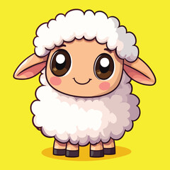 Adorable Cartoon Sheep with Big Eyes and Fluffy Wool (2)