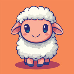 Adorable Cartoon Sheep with Big Eyes and Fluffy Wool