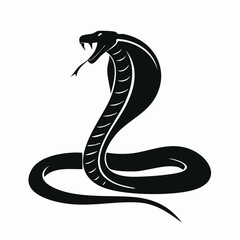 Fototapeta premium Side View Coiled Cobra Silhouette — Flat 2D Minimalist Vector