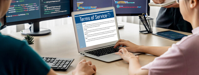 Online term of service conditions showing brisk rules and regulations in using the website on...