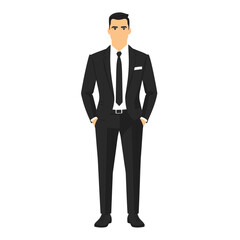 Stylish man in a suit with hands in pockets