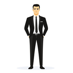 Stylish man in a suit with hands in pockets