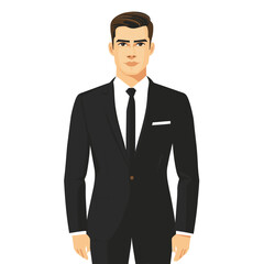 Stylish man in a suit with hands in pockets