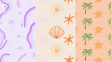 Summer dreams seamless pattern designs evokes carefree joy using pastel colors and hand drawn style