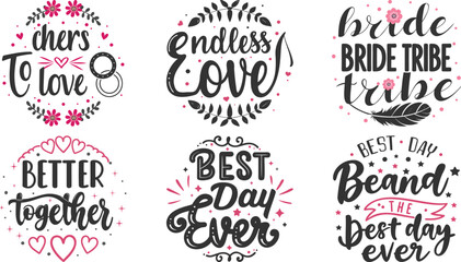 Fototapeta premium Romantic Wedding Quotes and Celebration Typography