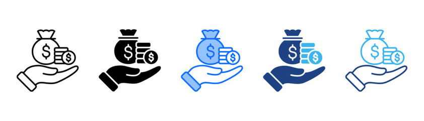 Earning Icon Set With Multiple Style Collection 