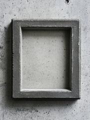 An artistic shot showcasing a minimalist concrete frame, mounted on a complementary textured surface