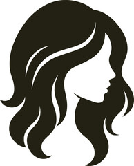 Silhouette of a woman and girl in stylish vector art