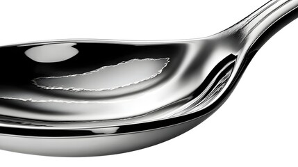 Shiny metal spoon, sleek design with polished surface, perfect for culinary presentations or kitchen decor, ideal for branding.