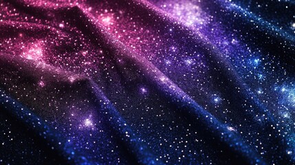Cosmic fabric with sparkling stars in pink, purple, and blue gradient