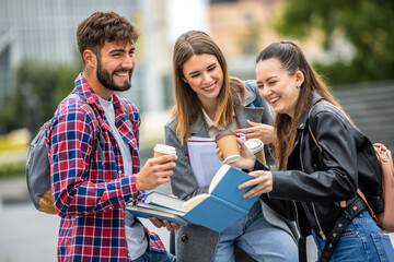 Students Studying Outdoors with Coffee To Go