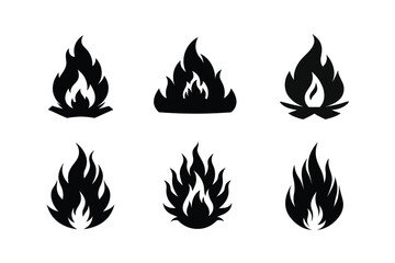 Fire Silhouette Vector Bundle – High-Quality Flame Illustrations for Designers

