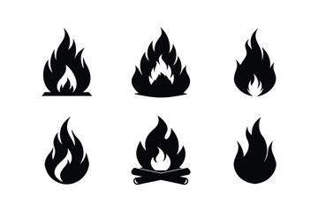 Fire Silhouette Vector Bundle – High-Quality Flame Illustrations for Designers

