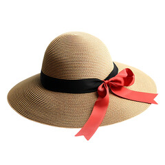 Elegant Wide Brim Sun Hat with Refined Sculpted Curves Isolated on Transparent Background