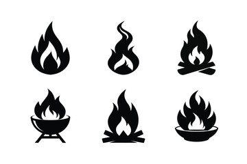 Fire Silhouette Vector Bundle – High-Quality Flame Illustrations for Designers

