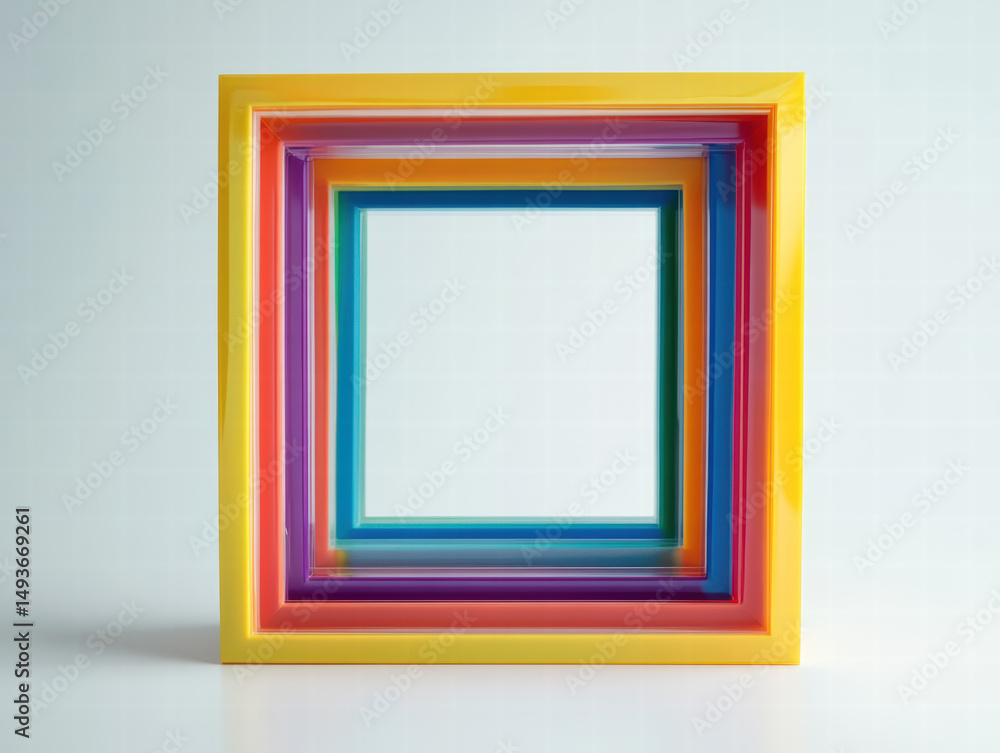 Poster nested squares: a visually striking abstract arrangement of nested, vibrantly colored squares create