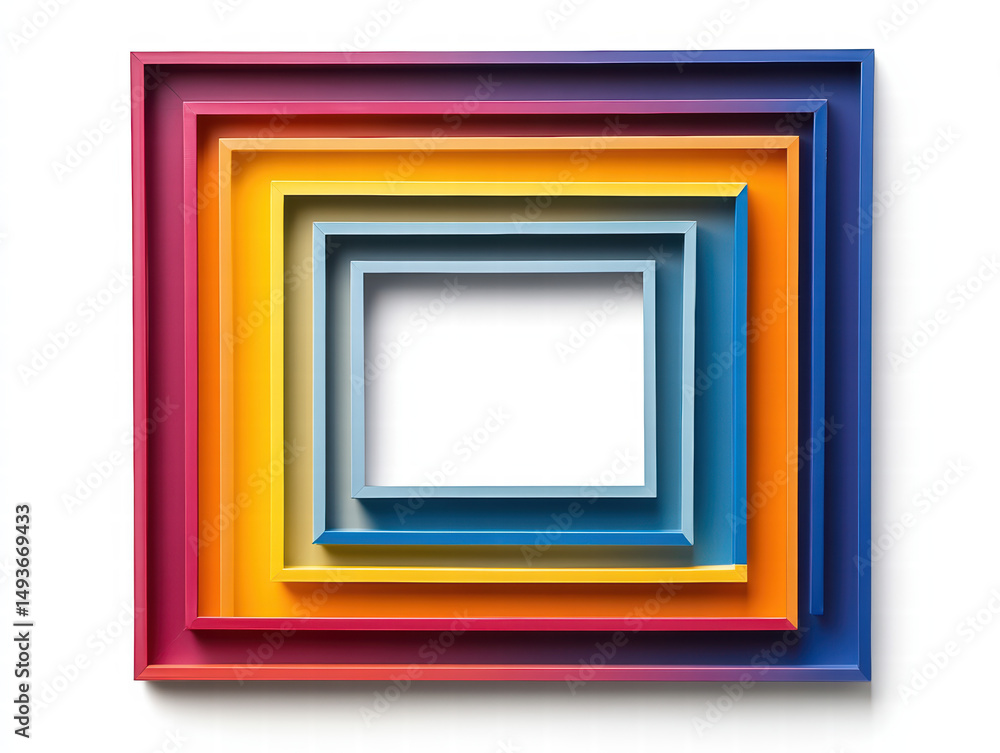 Poster vibrant frame illusion: a captivating, multi-layered square frame with an open center creates a stri