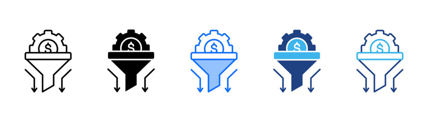 Sales Funnel Icon Set With Multiple Style Collection 