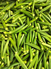 Fresh green lady fingers with vibrant color perfect for healthy cooking and vegetable concepts