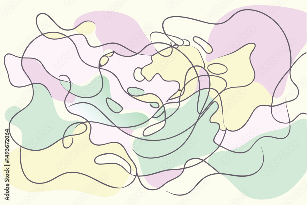 Poster abstract artistic design with lines and organic shapes on a white background