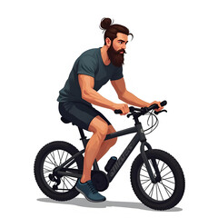 Obraz premium Beard gym bodybuilder man cycling vector illustration background isolated white 