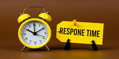 Urgency strikes as a bright yellow alarm clock signals Response Time near reminding us to act on transparent background