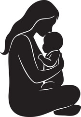 Minimalist Mother and Child Embrace. 