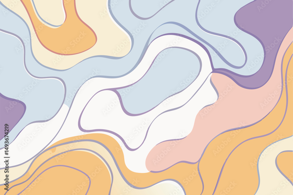 Poster abstract colorful wavy shapes on white background suitable for creative design projects