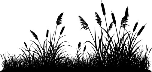 Fototapeta premium grass line art silhouette vector illustration 