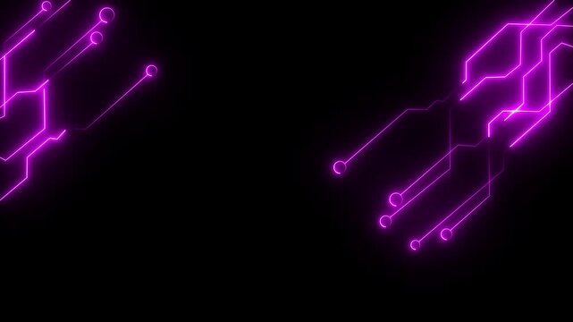 Glowing neon technology circuit board lines abstract motion design. creating a modern, futuristic, and eye-catching visual Abstract  Artificial intelligence data mining animation. dark background.