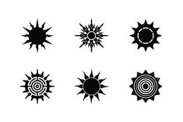 Sun  Silhouette Vector Illustrations Set- (2)