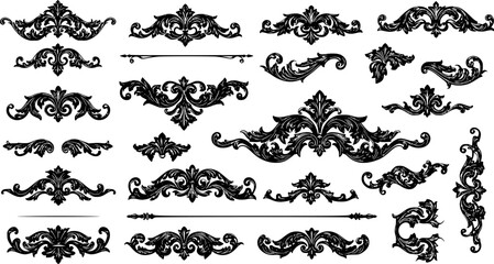 calligraphic ornamental divider collection line art silhouette vector illustration
