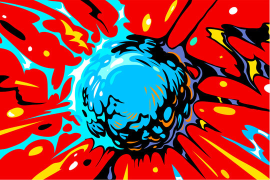 Comic book explosion, boom. Creative cartoon art design. Hand drawn vbector illustration 