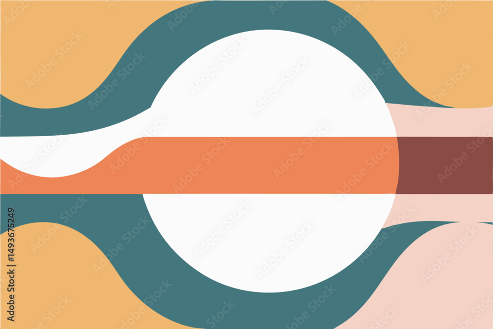 Poster abstract composition with wavy and geometric shapes in pastel colors and transparency