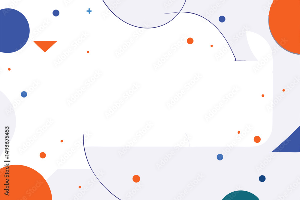 Poster abstract design with colorful shapes and curved lines on white background