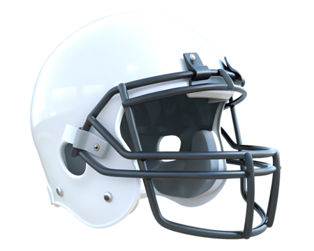A sleek, modern white football helmet featuring a black faceguard, designed for safety and performance in contact sports