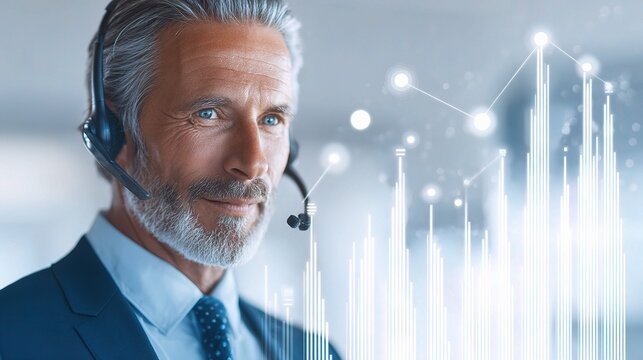 Professional Consultant Engaging in Financial Discussion with Headset