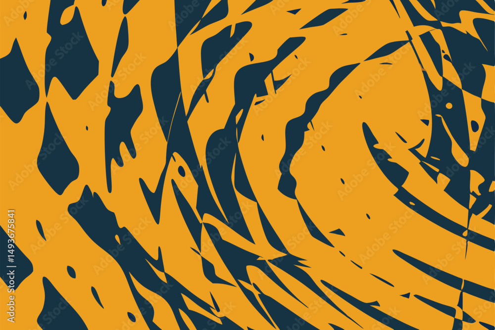 Aufkleber abstract dynamic pattern in ochre and navy blue with transparency and creative design
