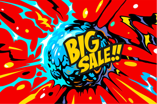 Comic book boom, explosion. Creative cartoon art design. Hand drawn vbector illustration 