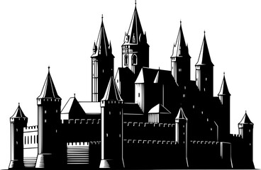 Obraz premium castle line art silhouette vector illustration 